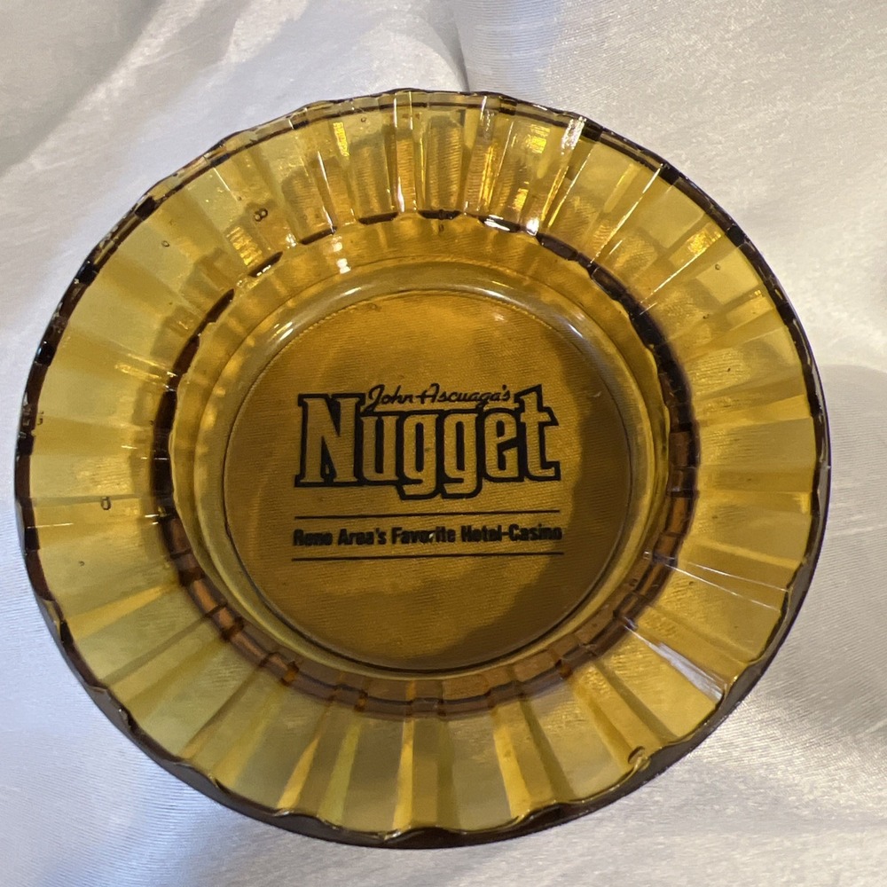 Vintage John Ascuaga's NUGGET‎ Hotel Casino Reno Amber Glass Advertising Ashtray